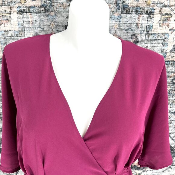 STANDARDS & PRACTICES Candice Georgette Wrap DressSize 1X  In Rose - Picture 2 of 13